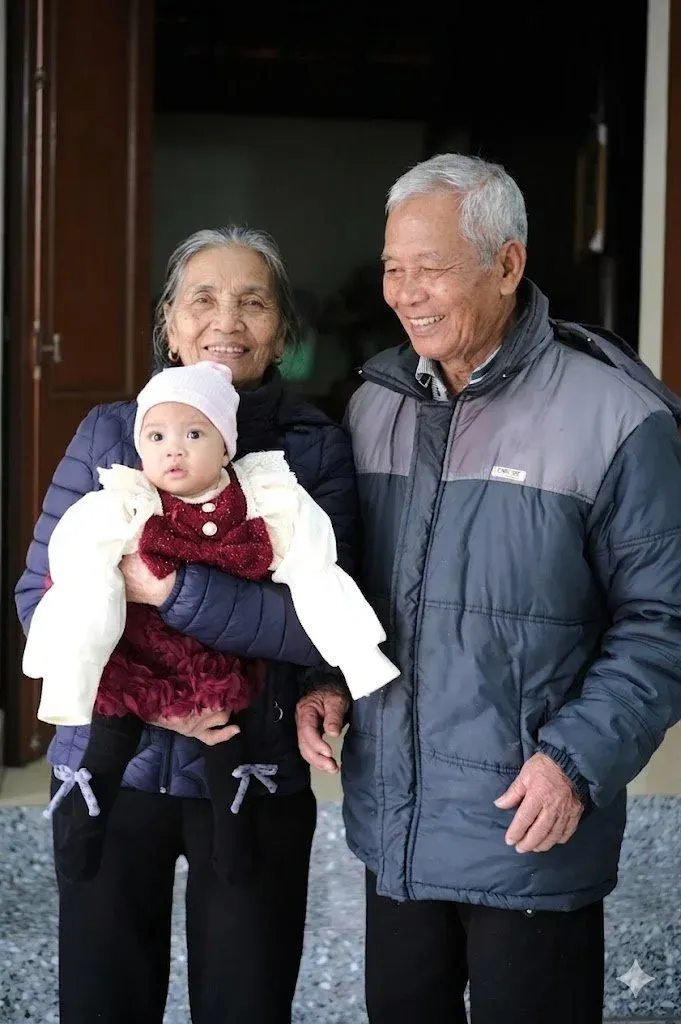 Senior couple with grandchild — active and independent
